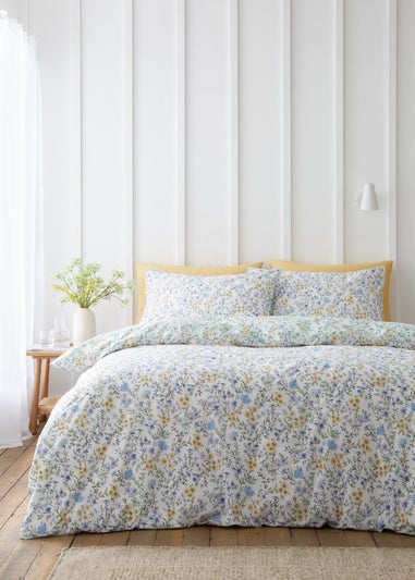 Bianca Fine Linens Ditsy Floral 200 Thread Count Cotton Reversible Duvet Cover Set Green