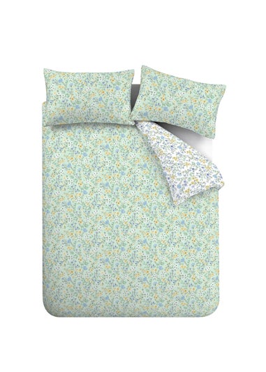 Bianca Fine Linens Ditsy Floral 200 Thread Count Cotton Reversible Duvet Cover Set Green