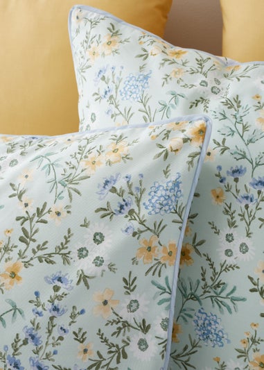 Bianca Fine Linens Ditsy Floral 200 Thread Count Cotton Reversible Duvet Cover Set Green
