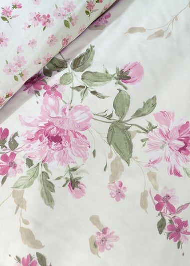 Catherine Lansfield Avebury Floral Reversible Duvet Cover Set Cream