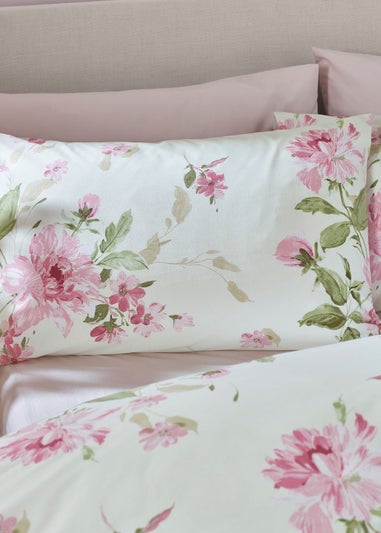 Catherine Lansfield Avebury Floral Reversible Duvet Cover Set Cream