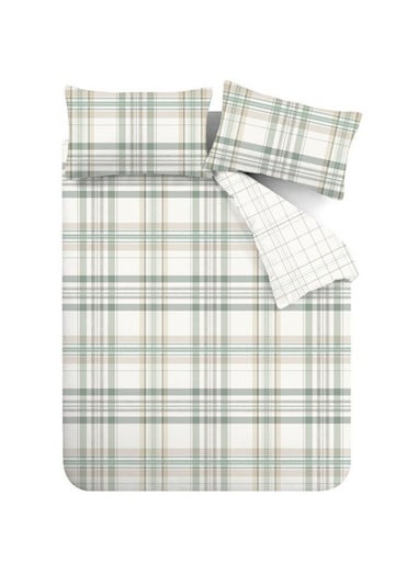 Catherine Lansfield Cartmel Check Reversible Duvet Cover Set Soft Green
