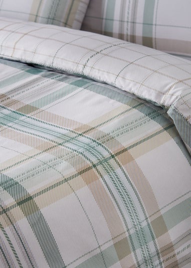 Catherine Lansfield Cartmel Check Reversible Duvet Cover Set Soft Green