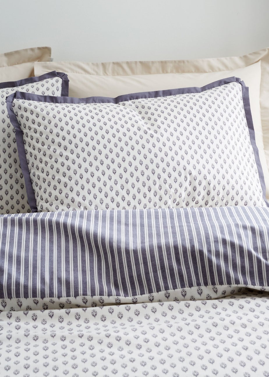 Bianca Fine Linens Amelie 200 Thread Count Cotton Reversible Duvet Cover Set Blue