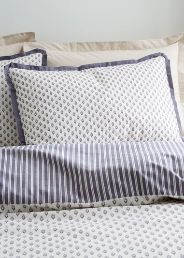 Bianca Fine Linens Amelie 200 Thread Count Cotton Reversible Duvet Cover Set Blue