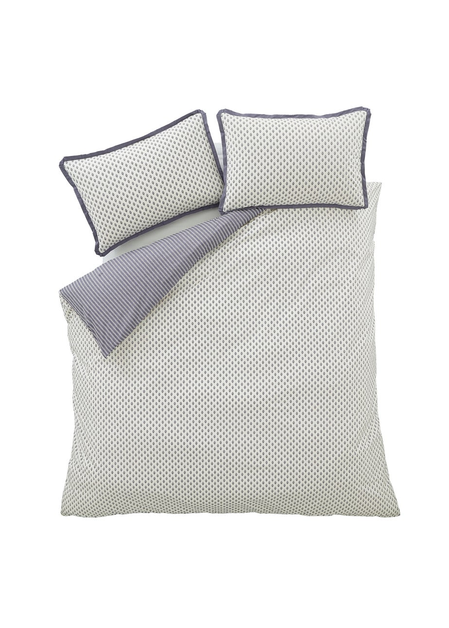 Bianca Fine Linens Amelie 200 Thread Count Cotton Reversible Duvet Cover Set Blue