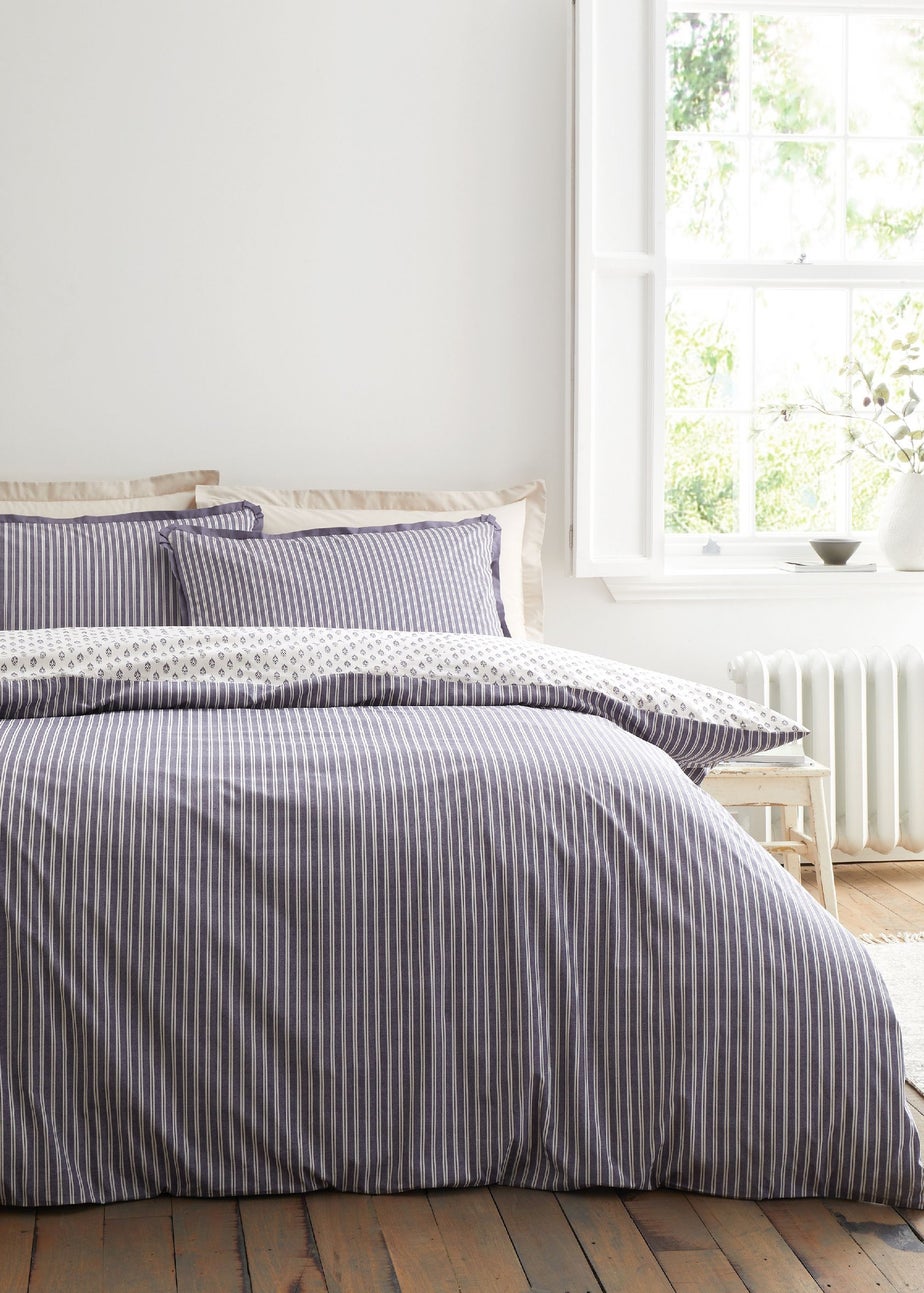 Bianca Fine Linens Amelie 200 Thread Count Cotton Reversible Duvet Cover Set Blue