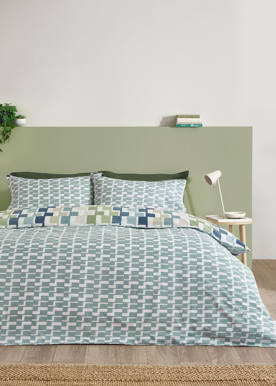 Catherine Lansfield Bryson Geo Reversible Duvet Cover Set Blue