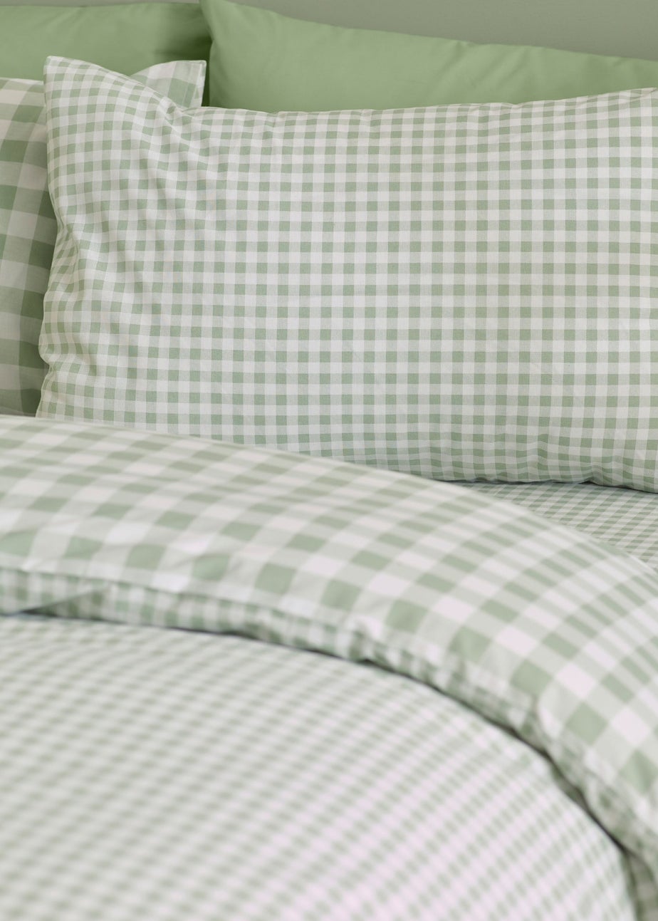 Catherine Lansfield Bamford Gingham Check Reversible Duvet Cover Set Green
