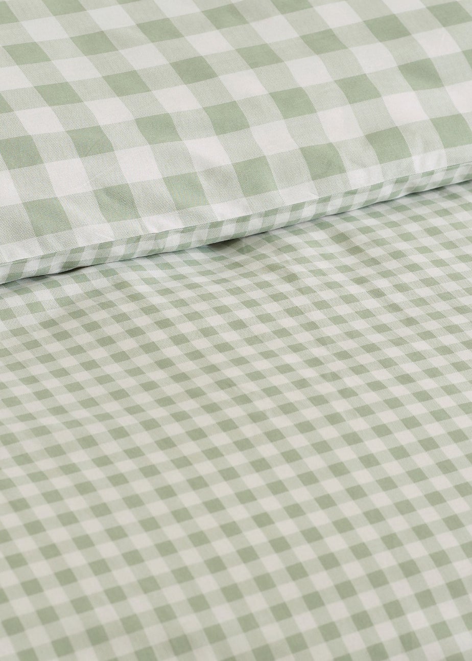 Catherine Lansfield Bamford Gingham Check Reversible Duvet Cover Set Green