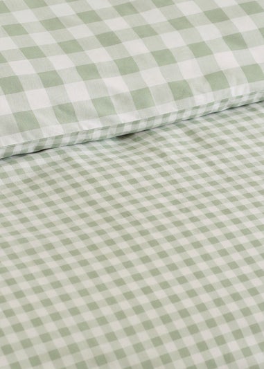 Catherine Lansfield Bamford Gingham Check Reversible Duvet Cover Set Green