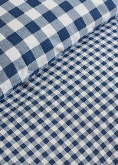 Catherine Lansfield Bamford Gingham Check Reversible Duvet Cover Set Navy Blue