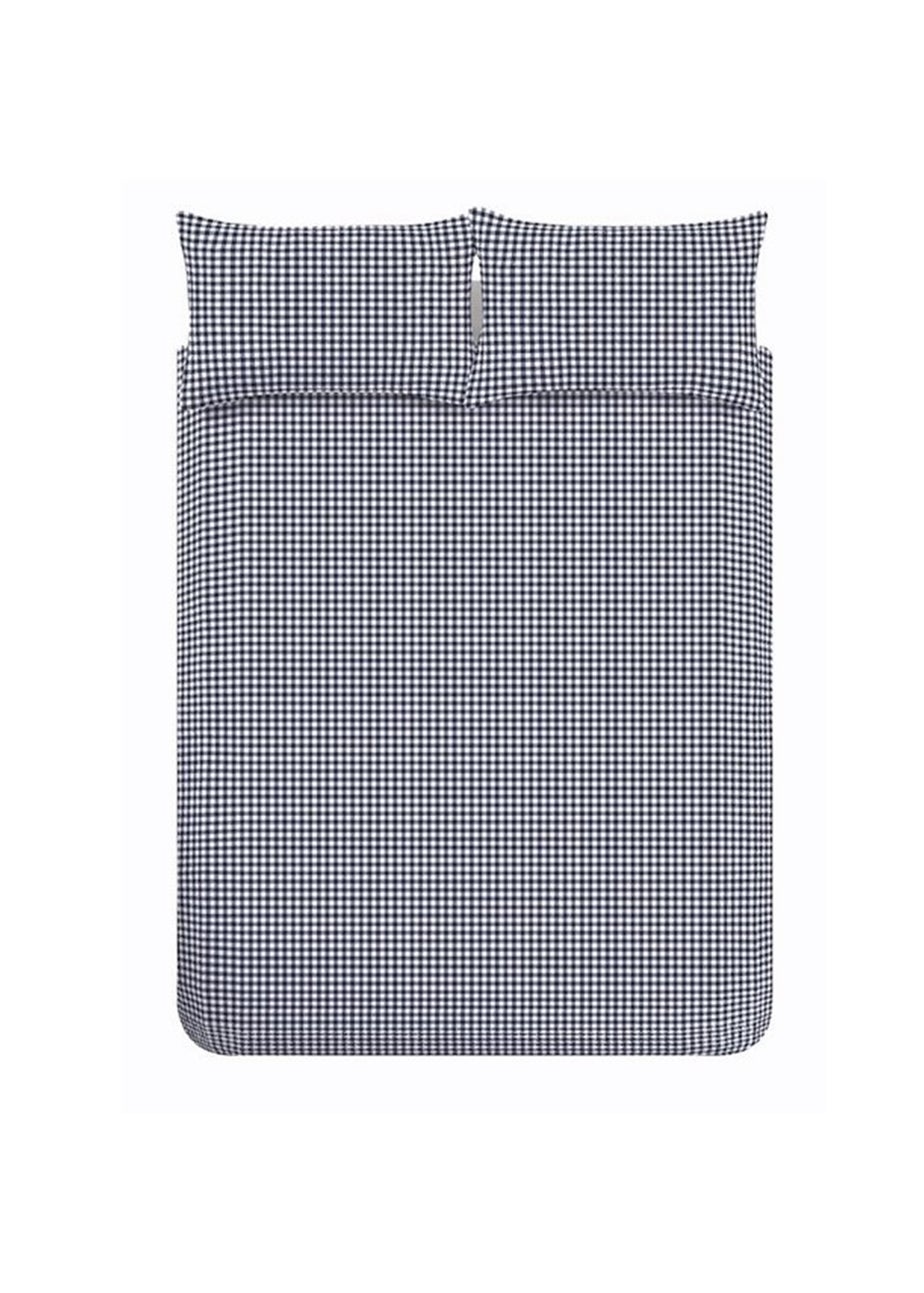 Catherine Lansfield Bamford Gingham Check Reversible Duvet Cover Set Navy Blue