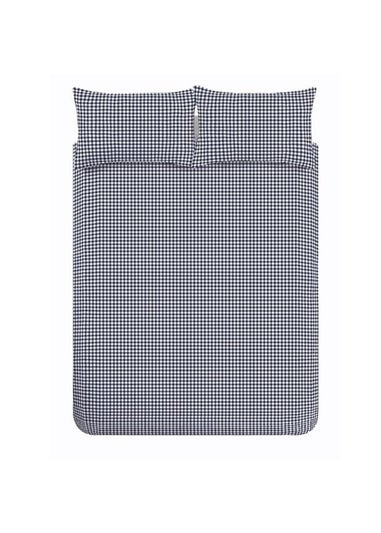 Catherine Lansfield Bamford Gingham Check Reversible Duvet Cover Set Navy Blue