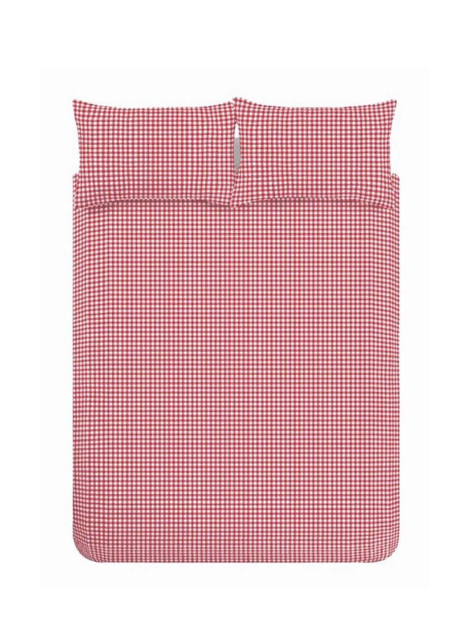 Catherine Lansfield Bamford Gingham Check Reversible Duvet Cover Set Red