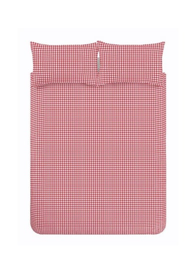Catherine Lansfield Bamford Gingham Check Reversible Duvet Cover Set Red