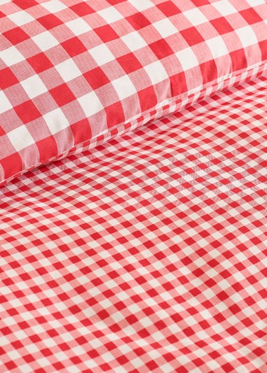 Catherine Lansfield Bamford Gingham Check Reversible Duvet Cover Set Red