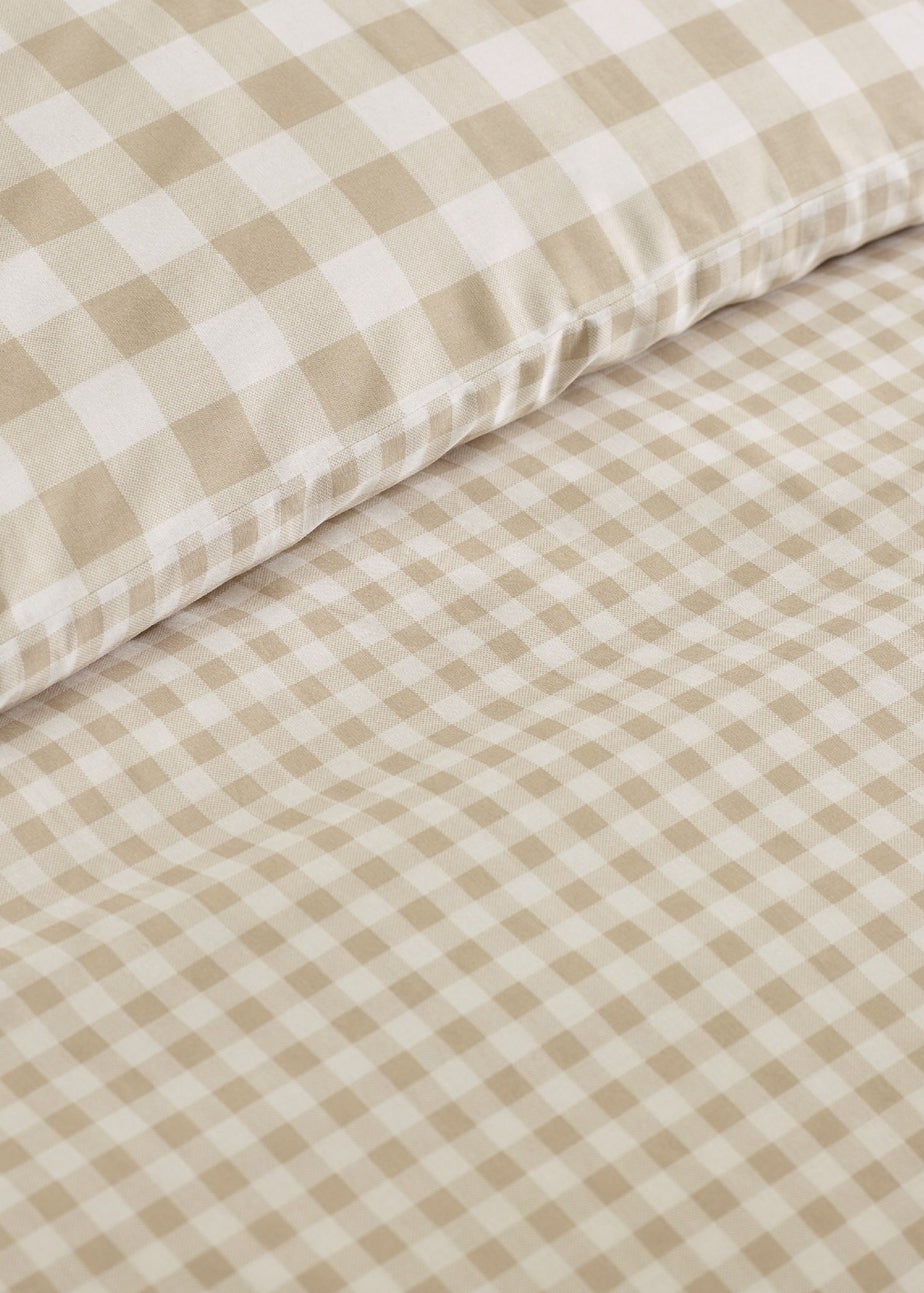 Catherine Lansfield Bamford Gingham Check Reversible Duvet Cover Set Natural