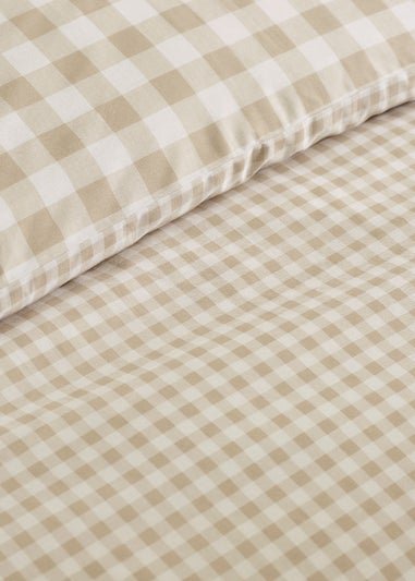 Catherine Lansfield Bamford Gingham Check Reversible Duvet Cover Set Natural