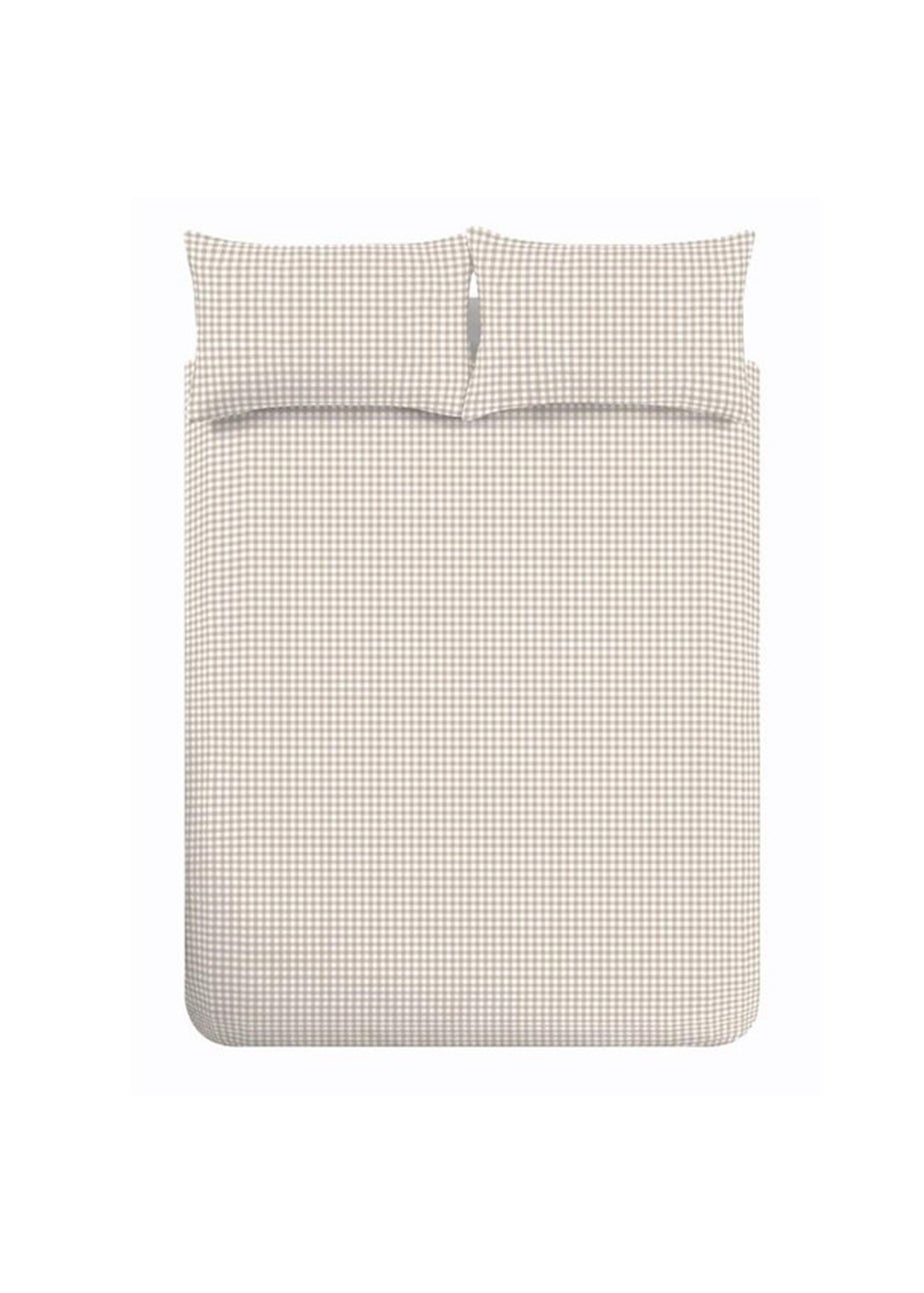 Catherine Lansfield Bamford Gingham Check Reversible Duvet Cover Set Natural