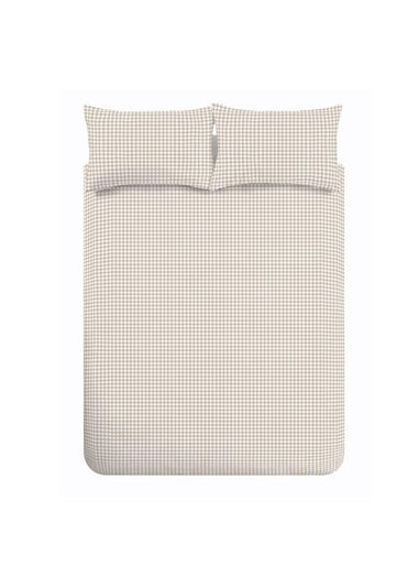 Catherine Lansfield Bamford Gingham Check Reversible Duvet Cover Set Natural