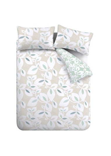 Catherine Lansfield Inga Leaf Reversible Duvet Cover Set Natural