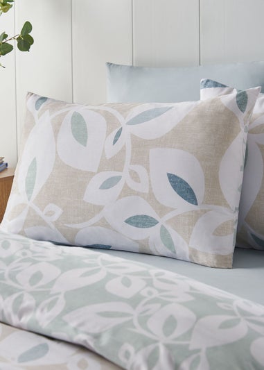 Catherine Lansfield Inga Leaf Reversible Duvet Cover Set Natural