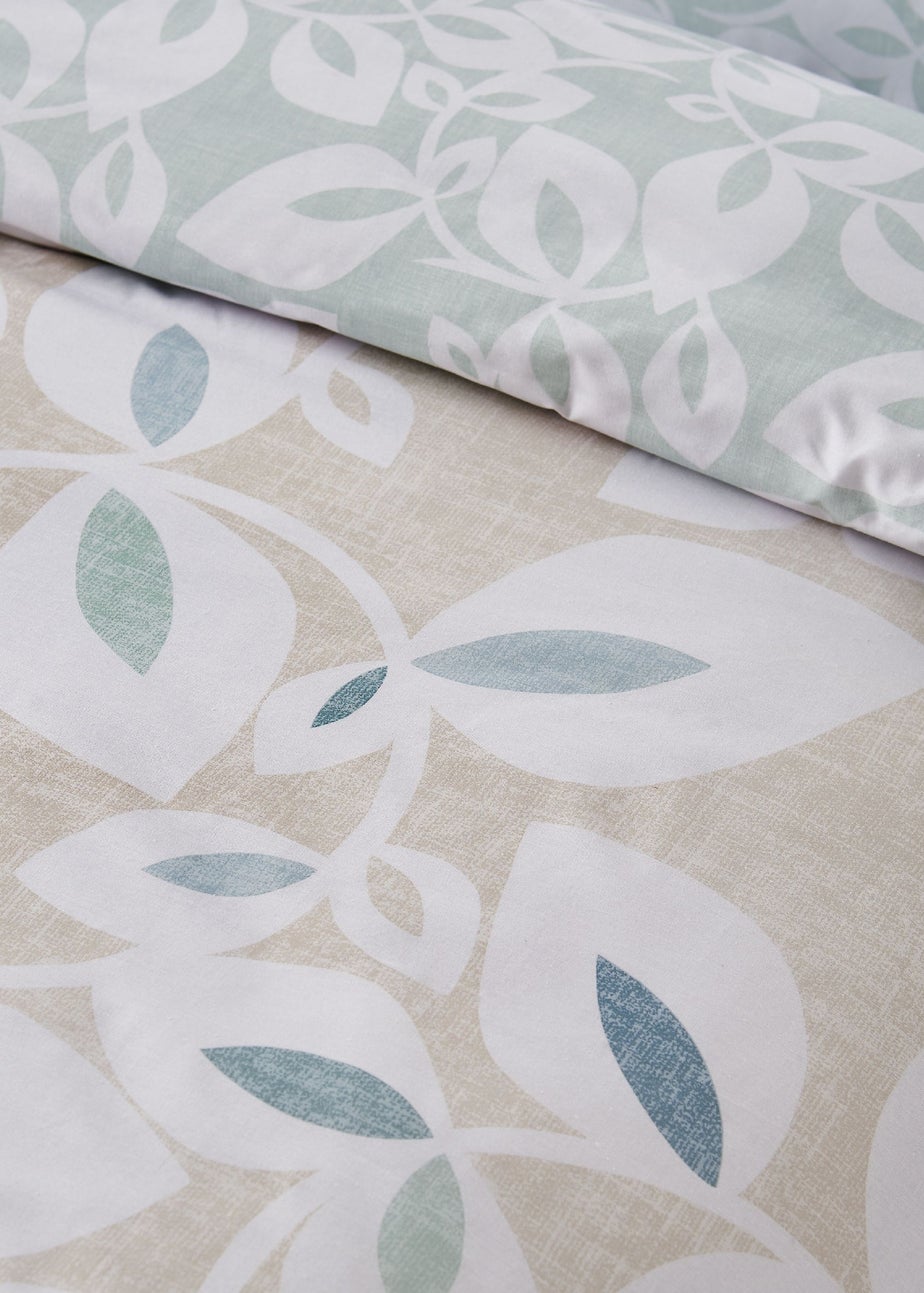 Catherine Lansfield Inga Leaf Reversible Duvet Cover Set Natural