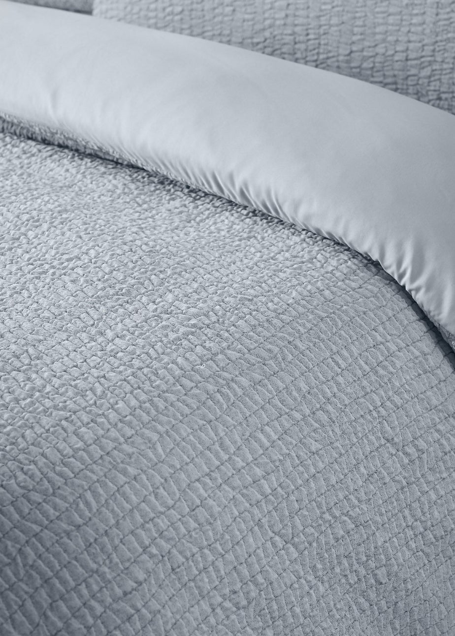 Catherine Lansfield Crinkle Seersucker Duvet Cover Set Blue