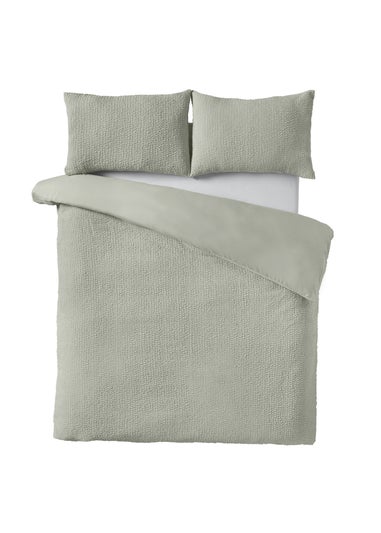 Catherine Lansfield Crinkle Seersucker Duvet Cover Set Green