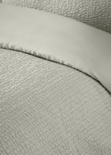 Catherine Lansfield Crinkle Seersucker Duvet Cover Set Green