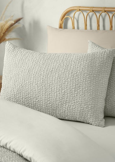 Catherine Lansfield Crinkle Seersucker Duvet Cover Set Green