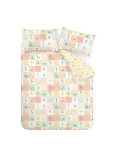 Catherine Lansfield Daisy Patchwork Reversible Duvet Cover Set Yellow
