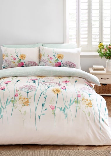 Catherine Lansfield Meadowsweet Floral Reversible Duvet Cover Set Bright