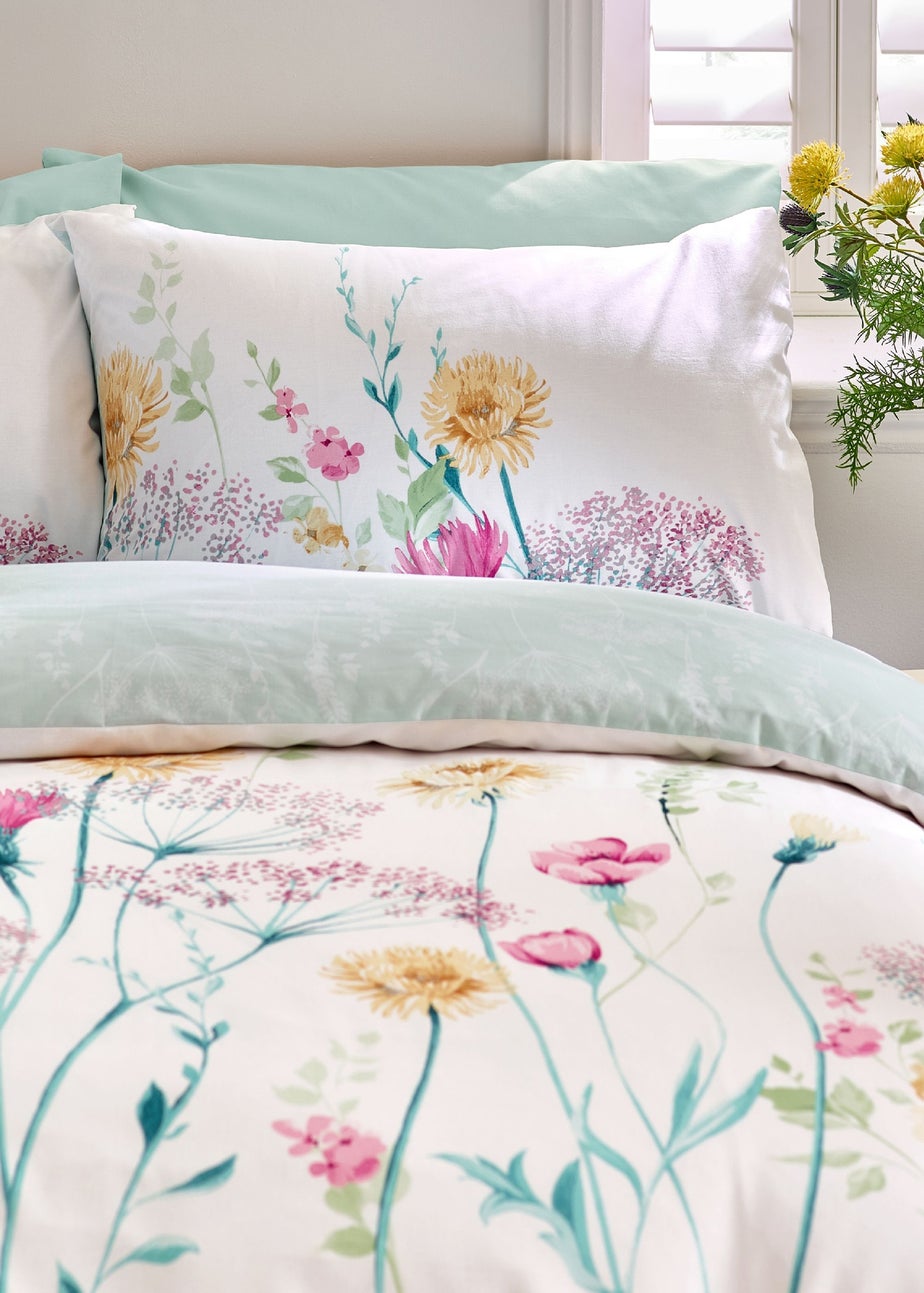 Catherine Lansfield Meadowsweet Floral Reversible Duvet Cover Set Bright