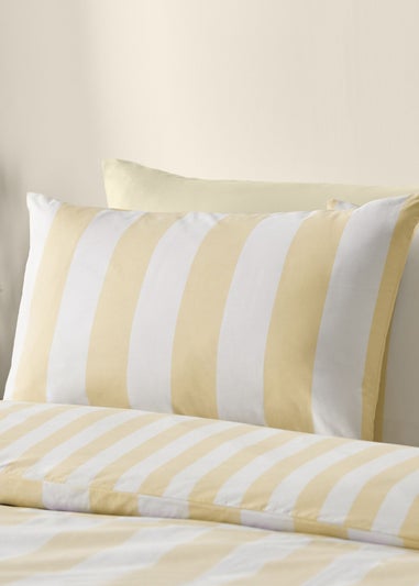 Catherine Lansfield Cove Stripe Reversible Duvet Cover Set Yellow