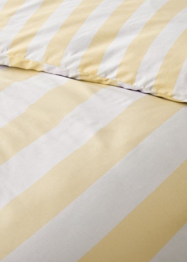 Catherine Lansfield Cove Stripe Reversible Duvet Cover Set Yellow