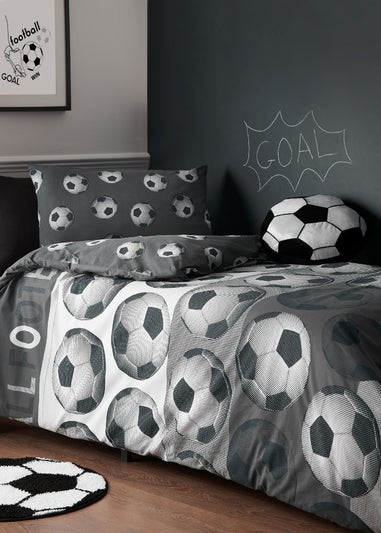 Catherine Lansfield Football Reversible Duvet Cover Set Grey