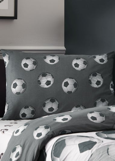 Catherine Lansfield Football Reversible Duvet Cover Set Grey