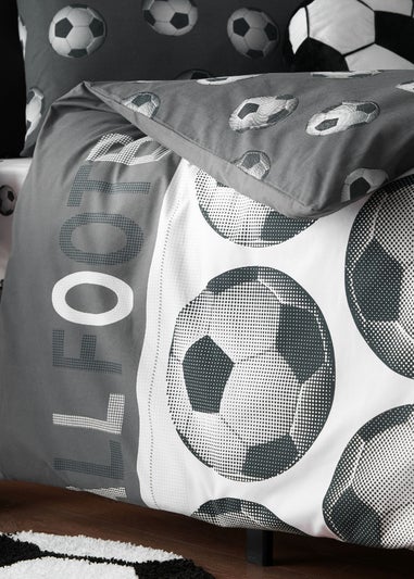 Catherine Lansfield Football Reversible Duvet Cover Set Grey