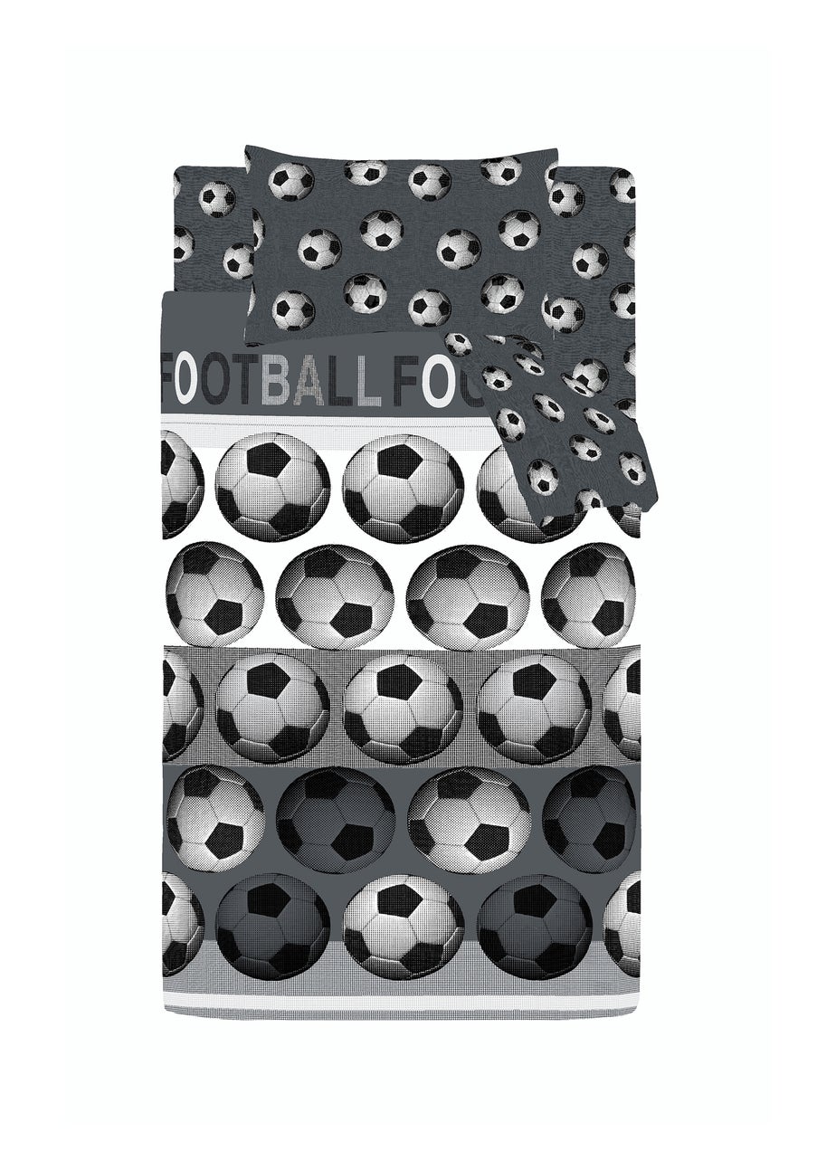 Catherine Lansfield Football Reversible Duvet Cover Set Grey