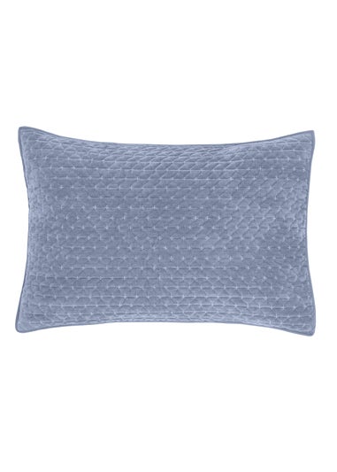 Bianca Fine Linens Attica Velvet Embroidered Pillow sham Pair Blue