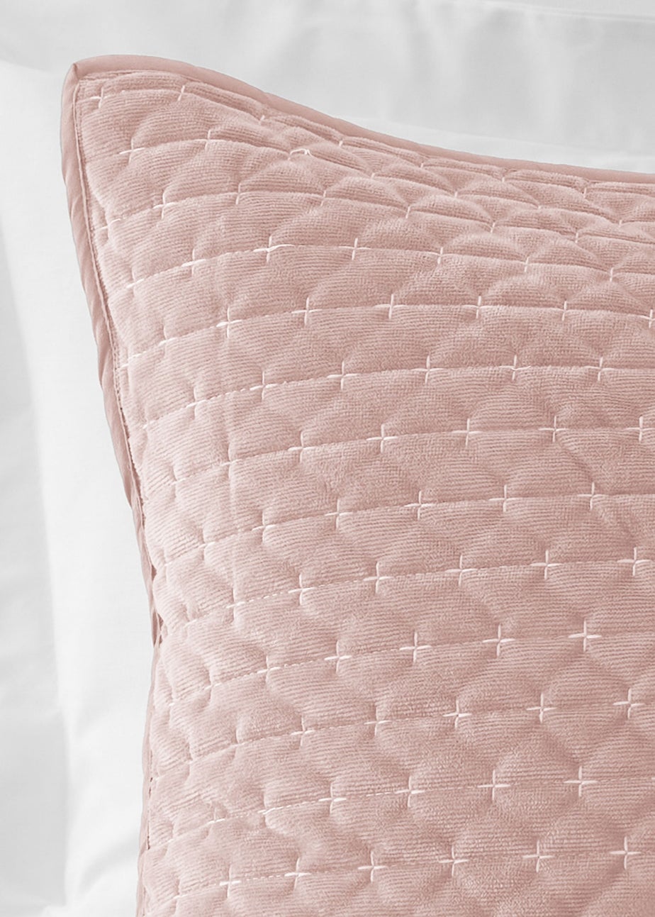 Bianca Fine Linens Attica Velvet Embroidered Pillow sham Pair Pink