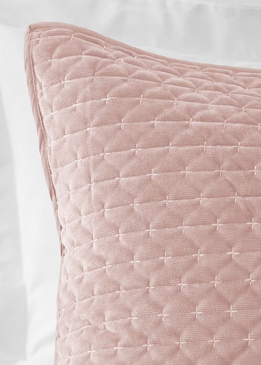 Bianca Fine Linens Attica Velvet Embroidered Pillow sham Pair Pink