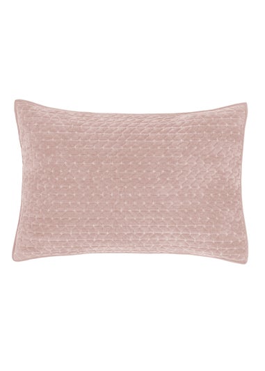 Bianca Fine Linens Attica Velvet Embroidered Pillow sham Pair Pink