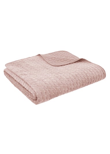 Bianca Fine Linens Attica Velvet Embroidered 240x260cm Bedspread Pink