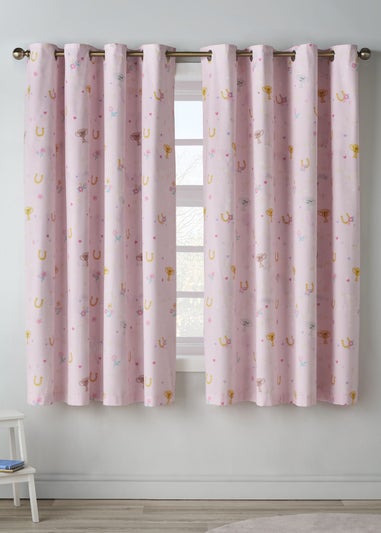 Catherine Lansfield Kids Happy Horses Fully Reversible Eyelet Curtains Cream