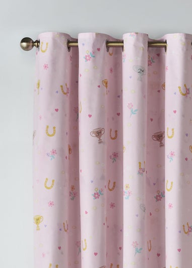 Catherine Lansfield Kids Happy Horses Fully Reversible Eyelet Curtains Cream