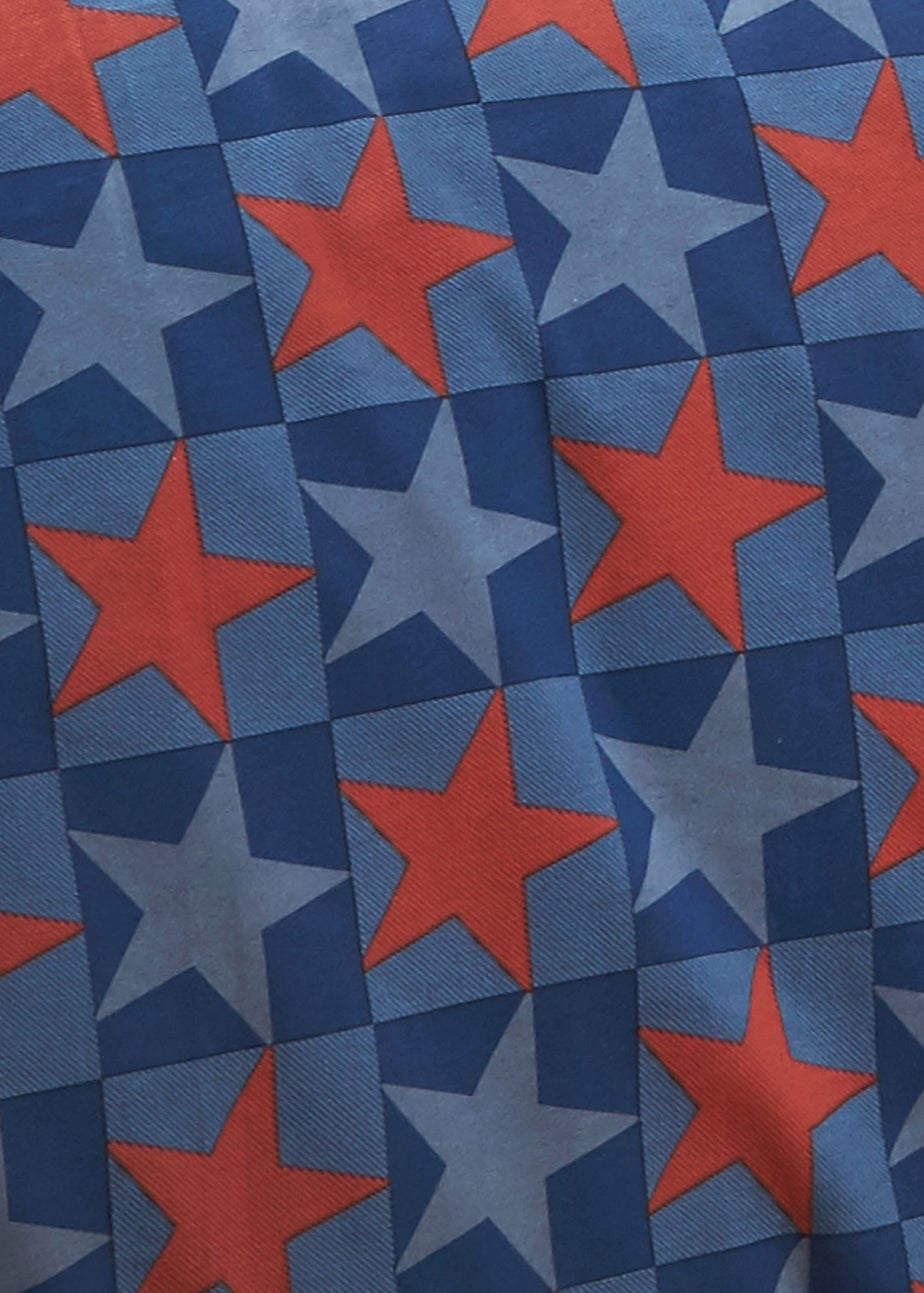 Catherine Lansfield Stars And Check Fitted Sheet Blue