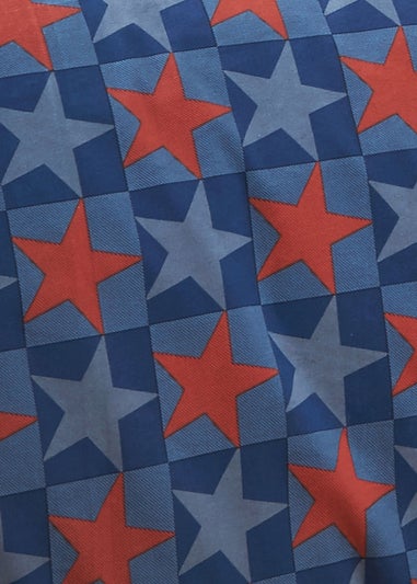 Catherine Lansfield Stars And Check Fitted Sheet Blue